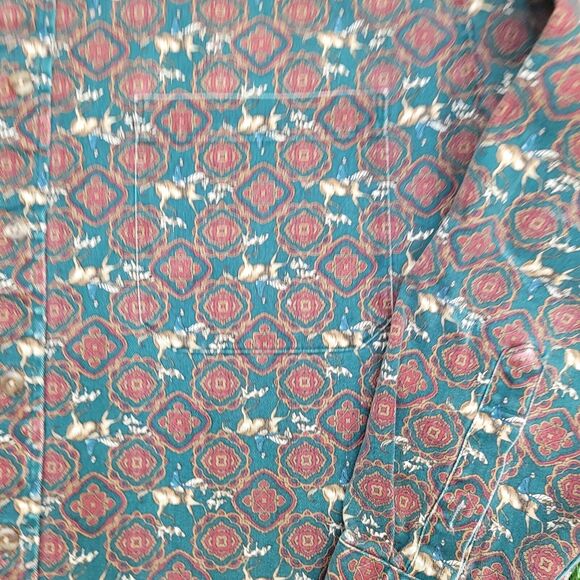 Vintage Boho Hippie Button Shirt Medium 23x28 Green - Picture 11 of 12